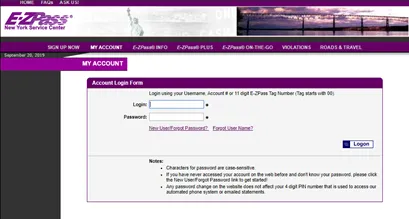 EZ Pass NY Account Login(EZPASSNY) - E-ZPass® New York